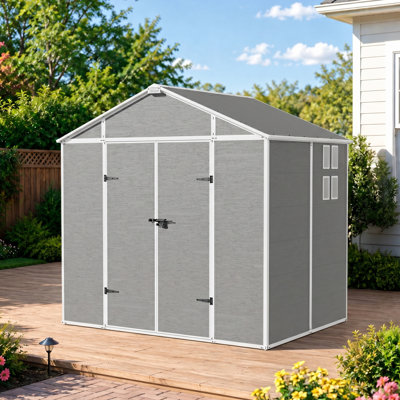 8 X 6 Ft Waterproof Resin Outdoor Garden Storage Shed with Lockable Doors and Air Vents