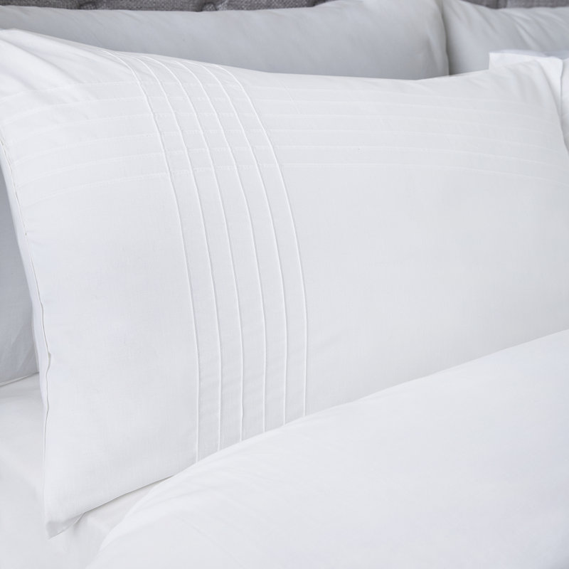 Alongi Polyester Solid Colour Duvet Cover Set with Pillowcases, White, Single - 1 Standard Pillowcase