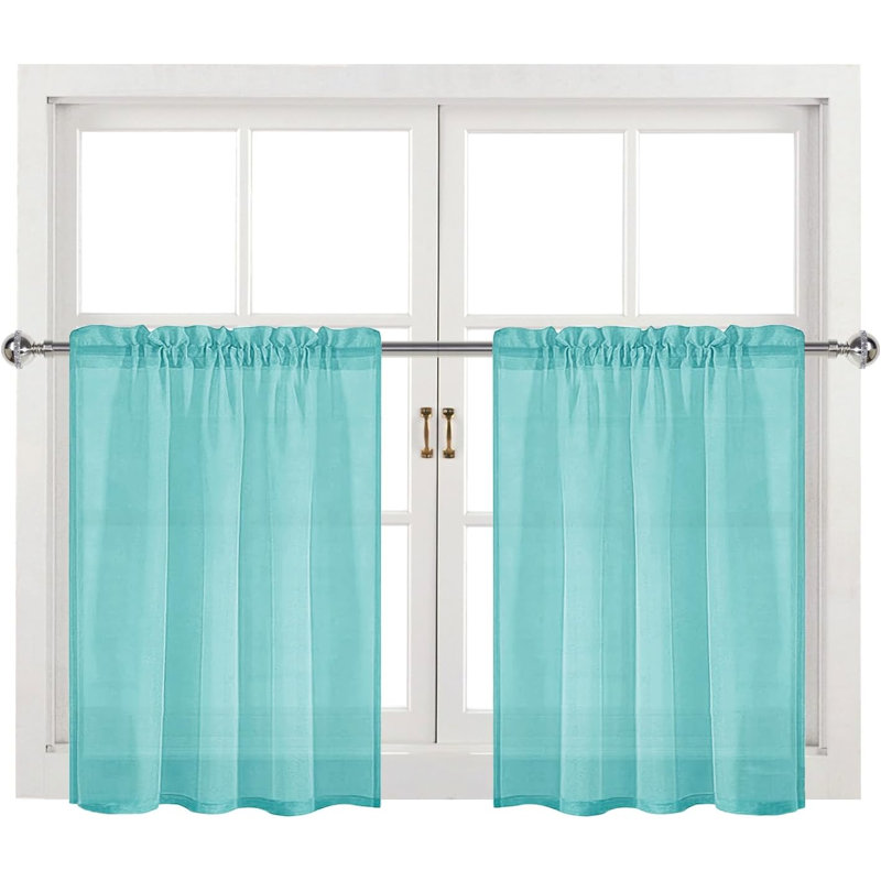 2 Panels White Sheer Curtains, Elegant Rod Pocket Solid Color Window Treatments, Home Decor Voile Sheer Drapes with Light Through for Bedroom/Living Room