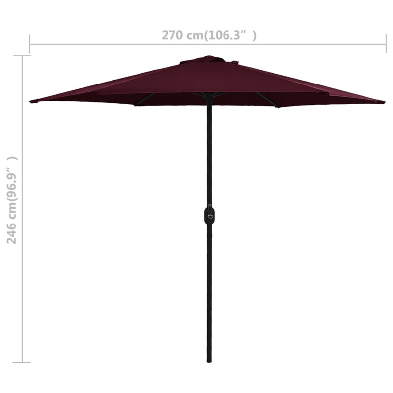 Kimora 270cm Market Parasol, Red