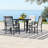 Metal Outdoor Table, Round Table for 6 with Umbrella Hole, Patio Table with Modern Minimalist Design-590712524-590712527