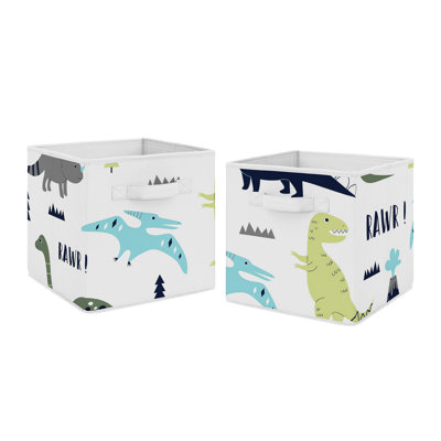 Mod Dinosaur Blue And Green Fabric Storage Bin (Set of 2) by Sweet Jojo Designs by Sweet Jojo Designs