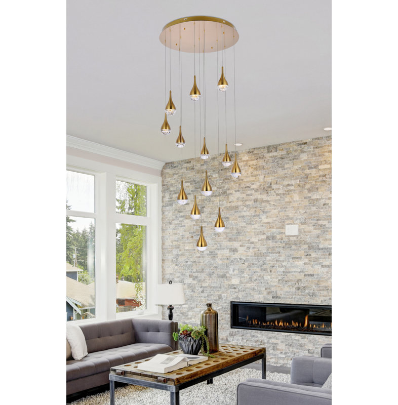 Carilyn Chandelier, 9" H x 30" W x 30" D, Satin Gold