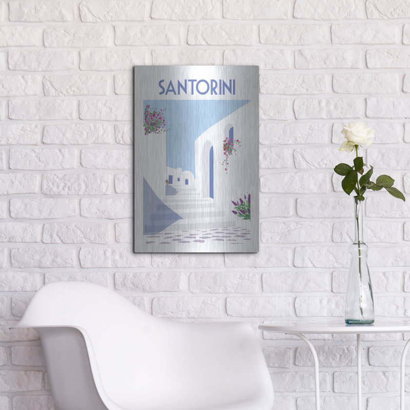 «Santorini Poster 2» par Omar Escalante, art mural en métal, H 24 po x l 16 po