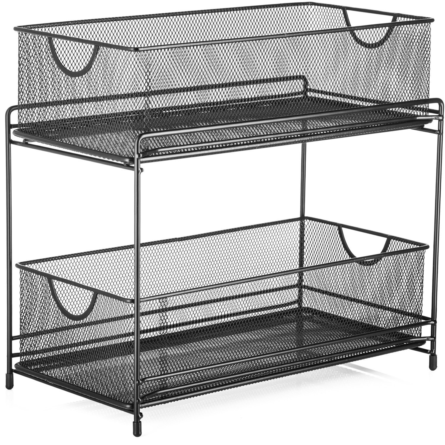 2 Tier Metal Tabletop General Basket, Utility Vegetable Storage Basket Bread Organizer Rack, Bronze Rebrilliant