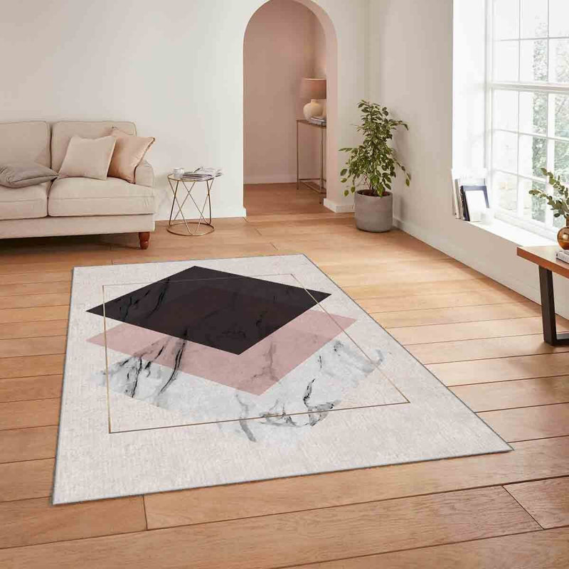 Premium Woven Carpet, 4 ft x 6 ft, 100% Polyester, 740 g/m² | Non-Slip Felt Dot Underside, Machine Washable at 86°F, Low Pile Height: 0.2 in | Digital Print Design, Easy to Clean & Maintain, Ideal for Living Room & Office