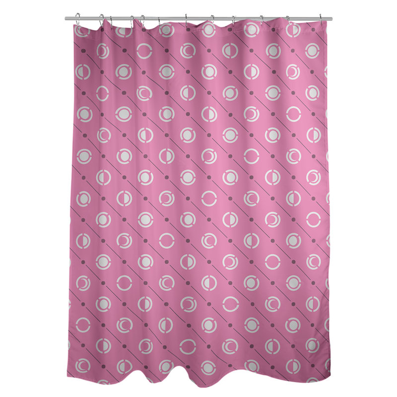 Rideau de douche à phases simples classic moon Noira Gothard, Rose bébé / Blanc