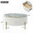 Round Coffee Table with 2 large Drawers Storage Accent Table-1782126260