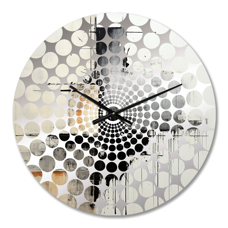 Horloge murale beige et noire Divine Simplicity - peinture abstraite, Petit