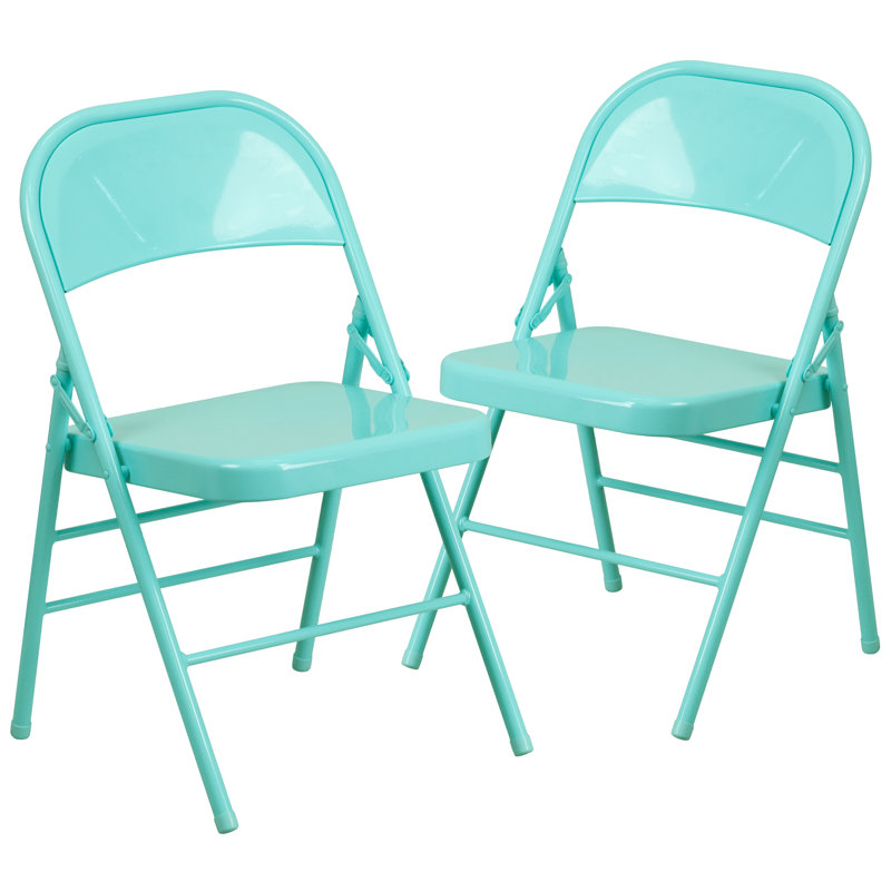 Chaise pliante en métal Oliverson, sarcelle