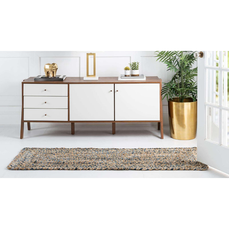 Tapis tressé Mullewa couleur lagon, Tapis de couloir 2 pi 2 po x 8 pi