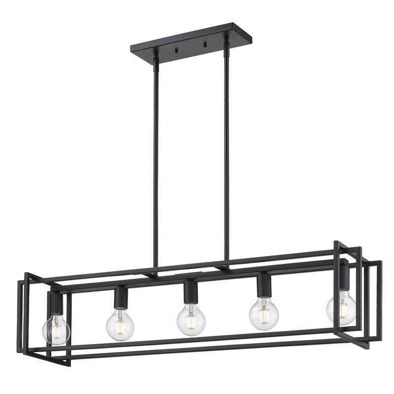Isiah 5 - Light Kitchen Island Pendant, Matte Black Accents