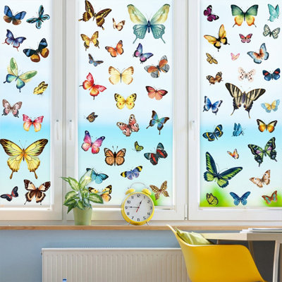 9 feuilles de fenêtre en tournesol, autocollants de fenêtre en forme de papillon de tournesol rétro autocollant en verre autocollant double face pour vitrine miroir, fournitures de bureau, fournitures scolaires