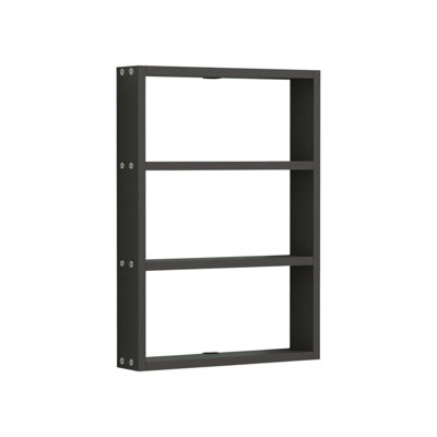 Modern Wall Shelf, Anthracite Color, 16.9 x 23.6 x 3.5 Inches | 100% Melamine Coated Particle Board, Thickness: 0.7 Inches | Numerous Shelves for Stylish Storage & Display, Perfect for Home or Office Use