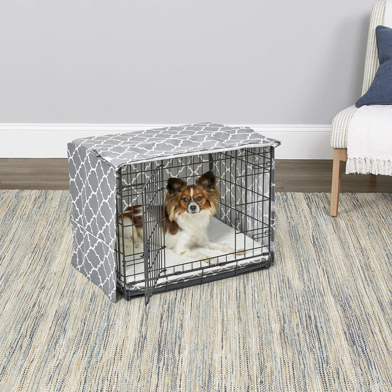 Emaleah Polyester Pet Crate Cover, 19”H x 18”W x 24”D, Light Gray 