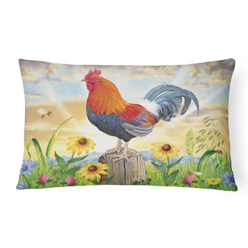 Outdoor Throw Pillow, Rooster at Dawn