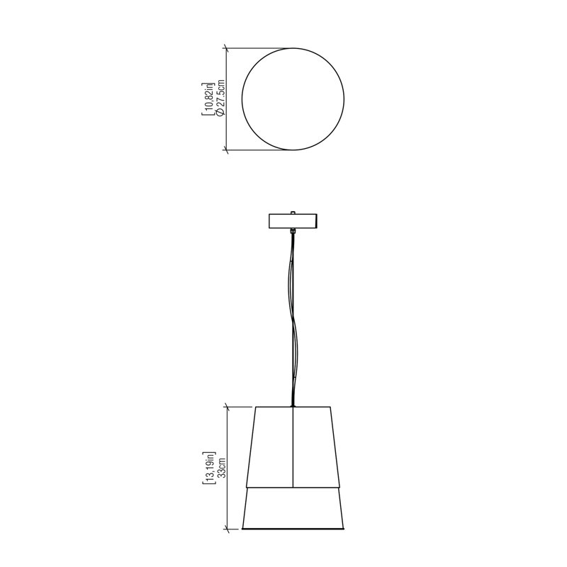 Cônico 1 - Light Pendant, Charcoal, 12.99" H x 10.83" W x 10.83" D, Charcoal