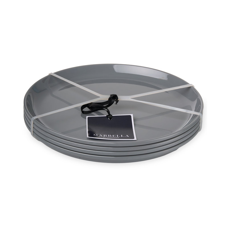 Gray Handcrafted Melamine Stacking Dinner Plates Set