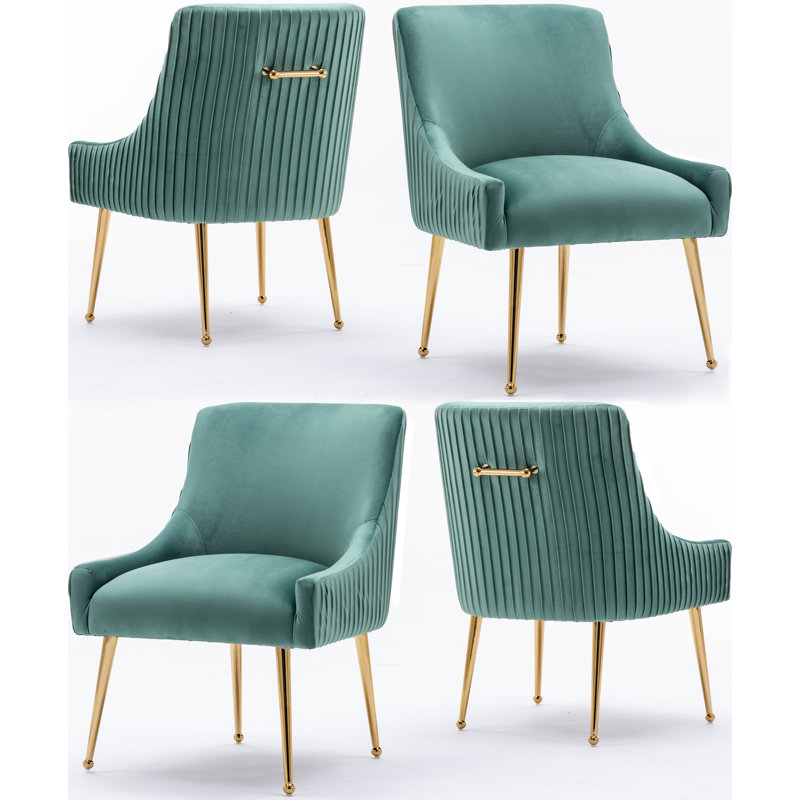 Baudel Velvet Side Chair, Green