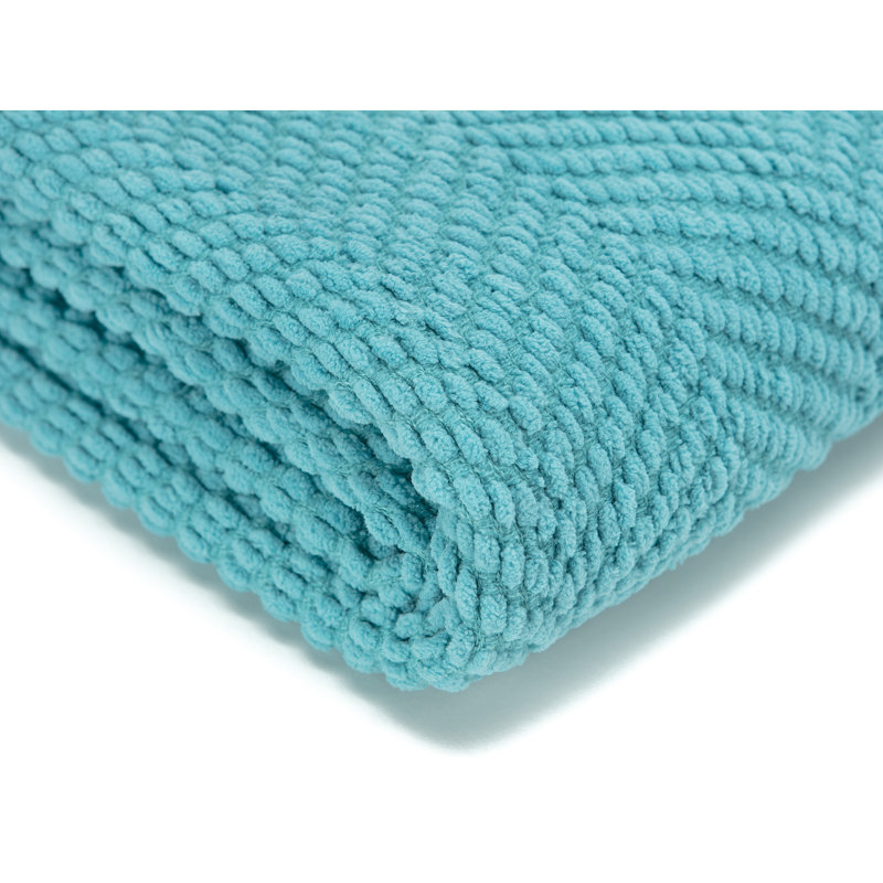Jeté tricoté texturé , Turquoise, l 65 po x L 50