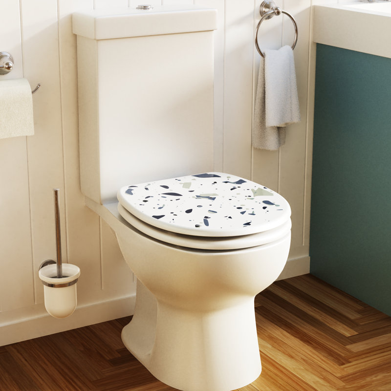 Flexi-Fix Round Hard Toilet Seat, White/Blue