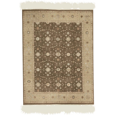 Tapis brun / beige de haute qualité noué à la main