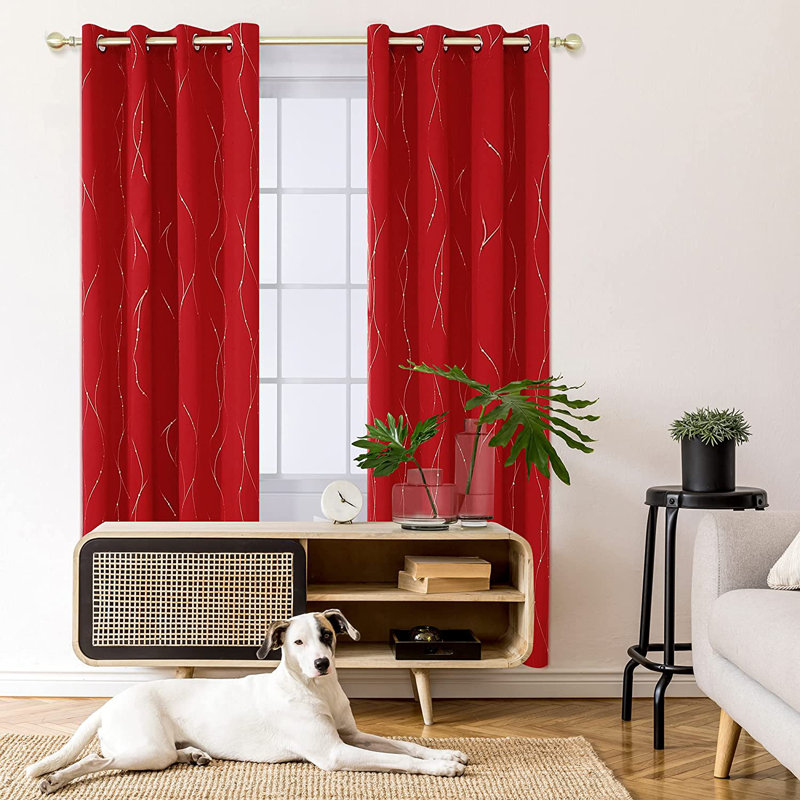 Kellea Room Darkening Curtain Pair, 52" W x 63" L, Red