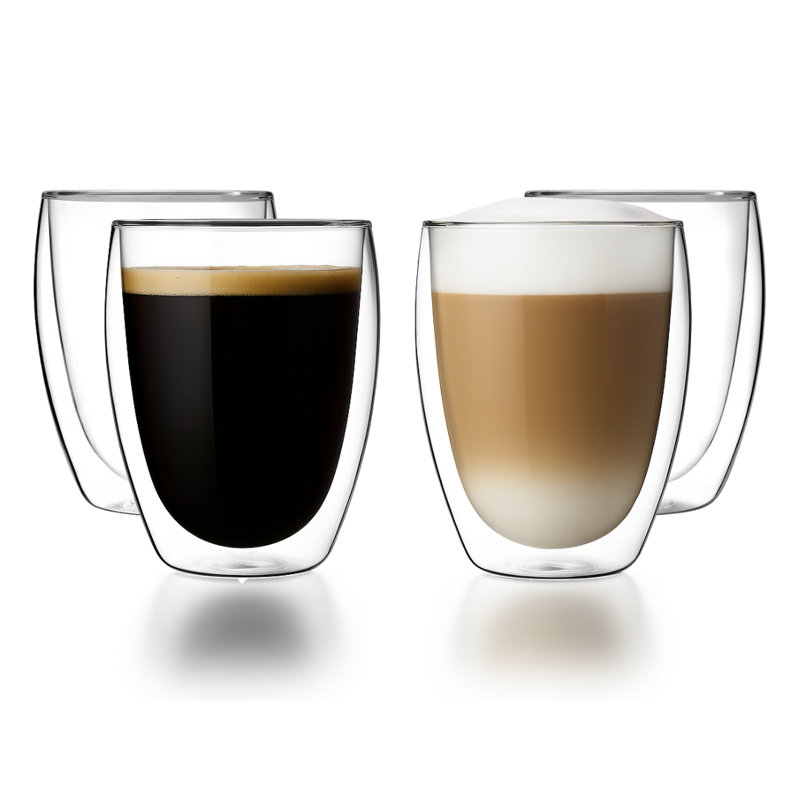 Ensemble de tasses à café en verre à double paroi 12 oz (ensemble de 4), Verre à vin