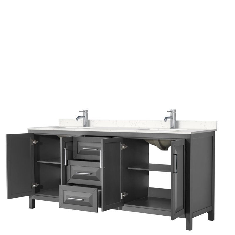 Daria 80'' W Double Vanity, Dark Gray, Polished Chrome