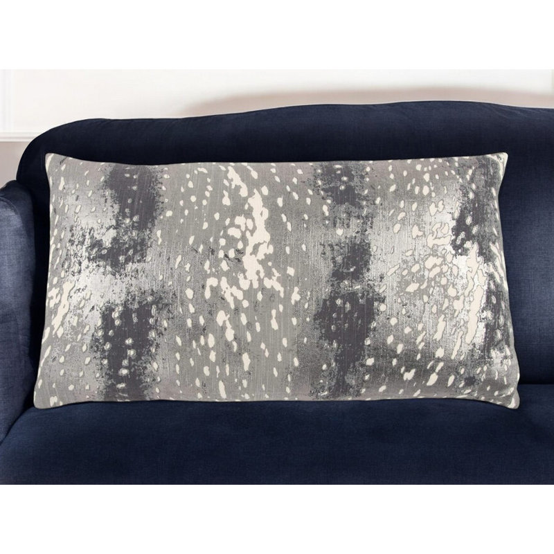 Rectangular Cotton Cushion with Filling, Polyester, Gray