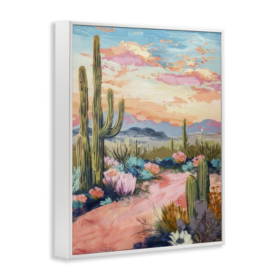 Pink Desert Sunset Framed Giclee Art by LSR Design Studio