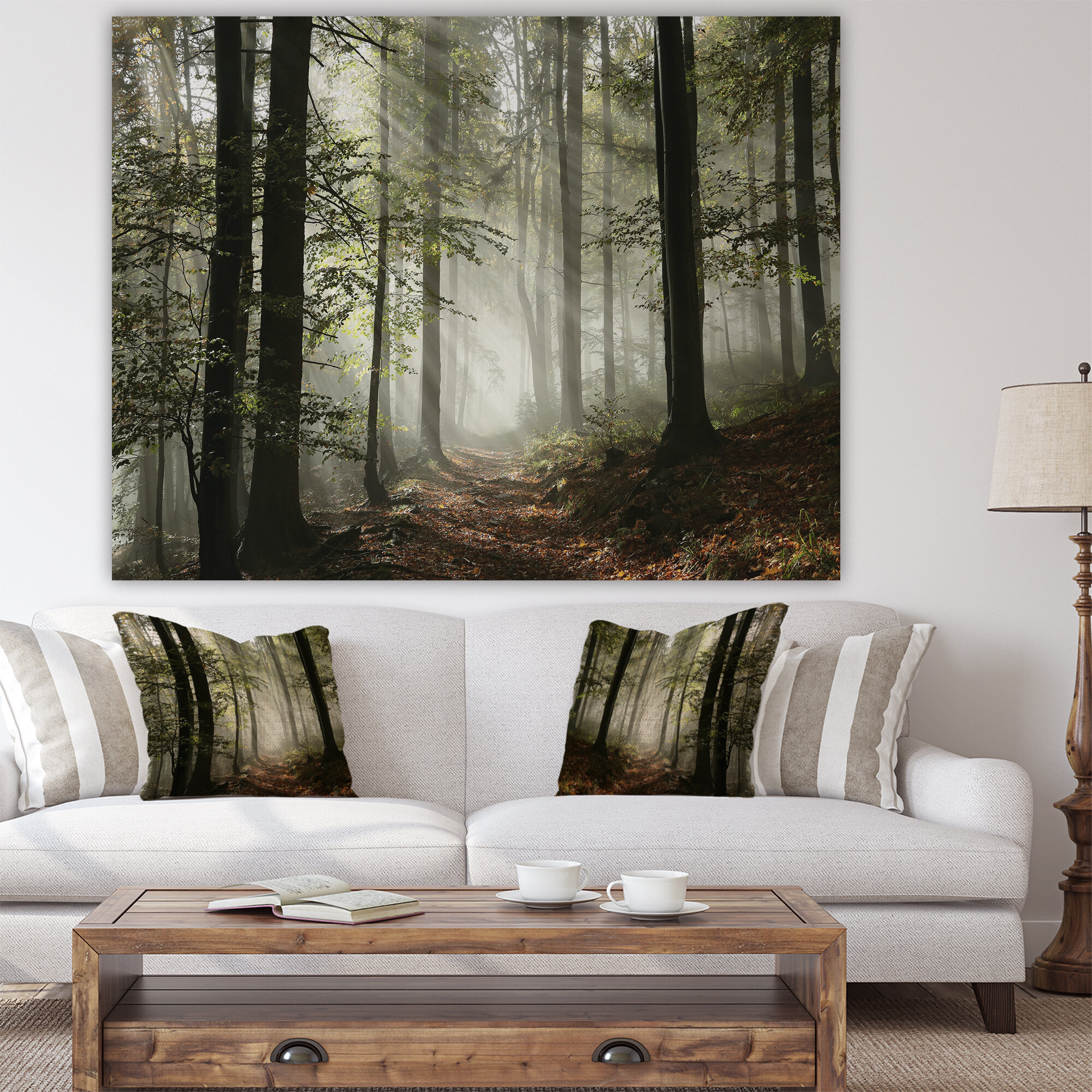 Union Rustic Light In Dense Fall Forest With Fog Artwork & Reviews ...