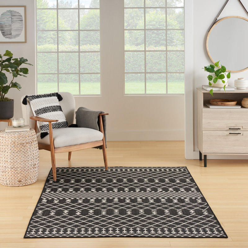 Tapis intérieur / extérieur Robbs, Rectangulaire 4 pi x 6 pi, Noir