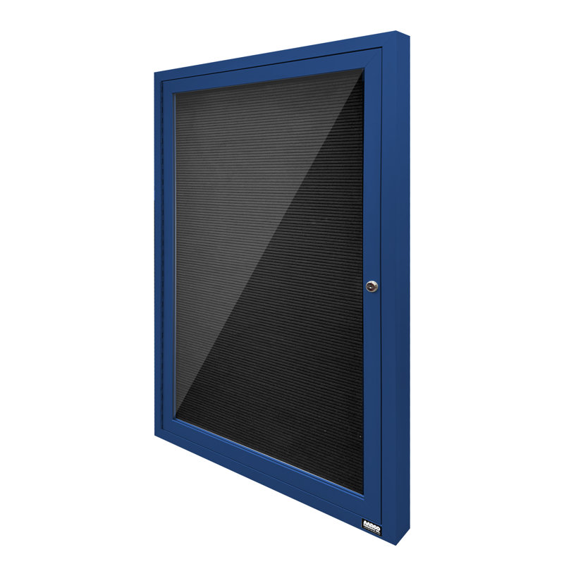 Tableau d'affichage mural fermé pour armoire d'annuaire, Bleu thermolaqué, Un, H 36 po x l 36 po
