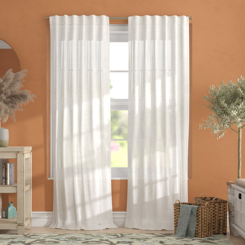 Paire de rideaux semi-transparents Leon, l 54 po x L 96 po, Blanc hivernal