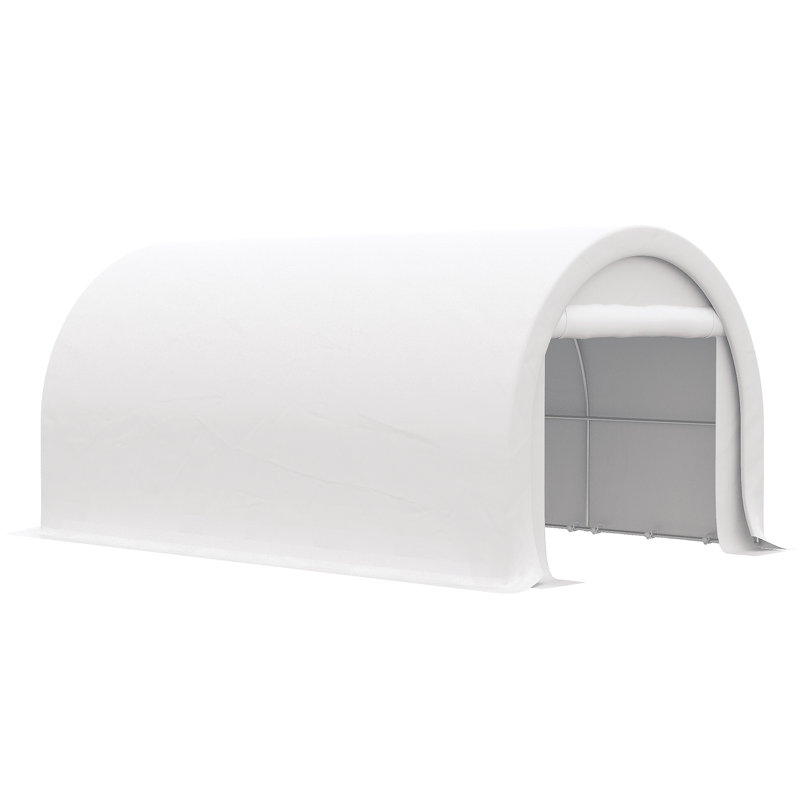 Outsunny 10' X 16' Carport, Stainless Steel, White