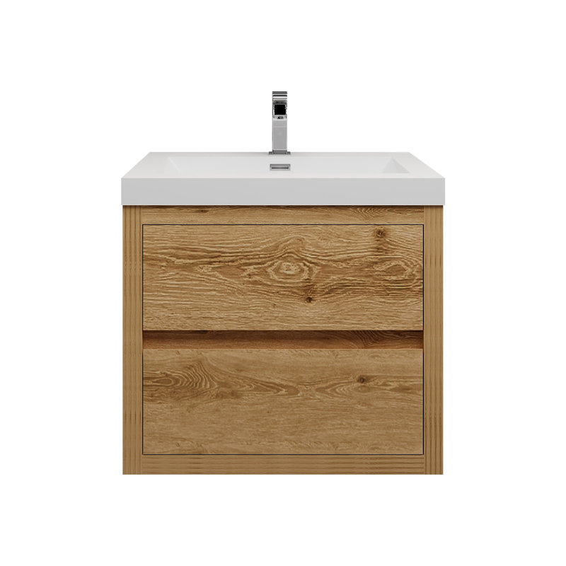 Meuble-lavabo simple 23,5 po avec plateau en acrylique Halethorpe, Bois clair