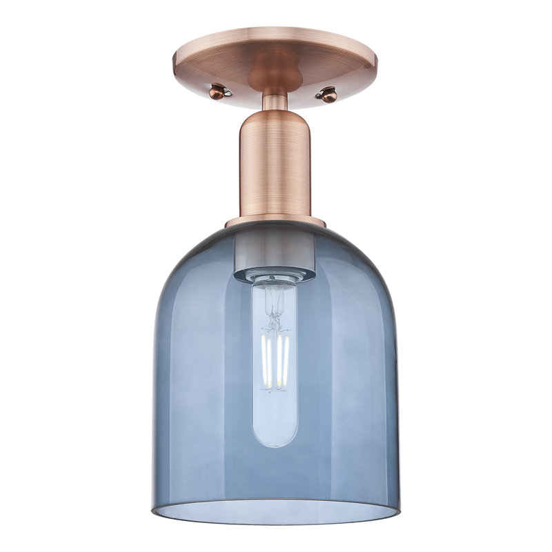Arcadia - Bella - 1 Light 6" Semi-Flush Mount - Antique Copper Finish - Blue  Shade, Blue, Antique Copper