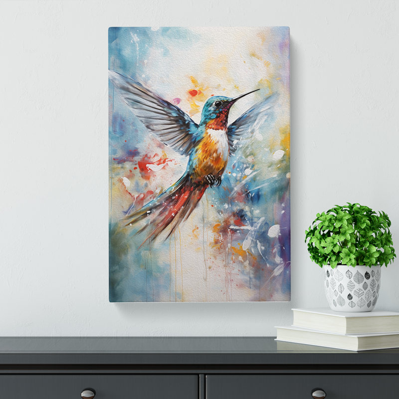 Hummingbird Gestural - No Frame Print, 50cm H x 35cm W x 3cm D