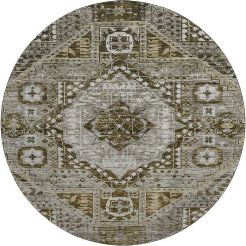 Premium Machine Washable Mayfield AMF1924 Diamond Rug, Round 8'