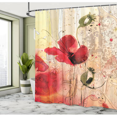 Eyelash Shower Curtain Set + Hooks East Urban Home Size: 70 H x 69 W