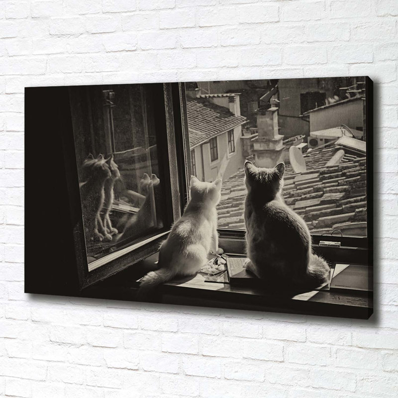 Cats By The Window - Wrapped Canvas Print