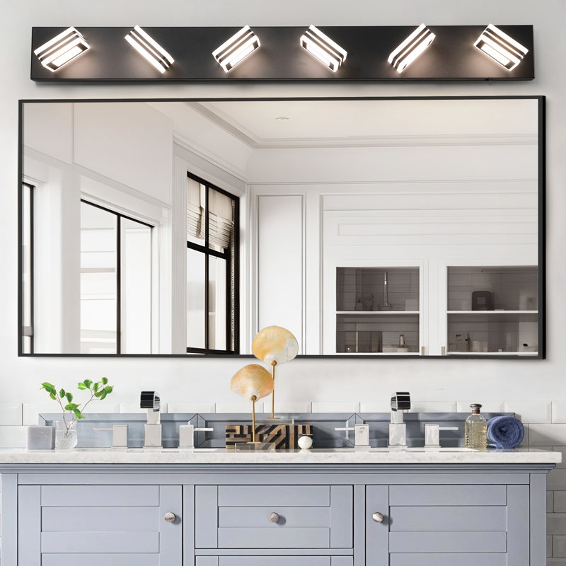 Modern Dimmable 6- Led Vanity , Bathroom Wall Fixture, Iron & Acrylic, 4.69In Height, 36W, 100 - 120V, Black For Bathroom, Look, Dimmable, Energy, 5.7In Deep,