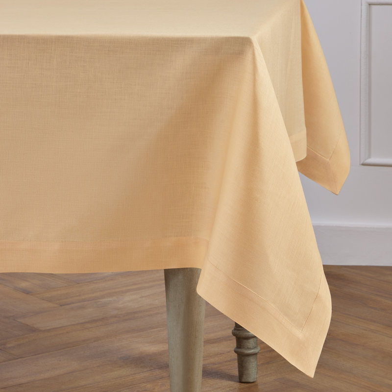 100% Pure Linen Tablecloth - Fete, 108" L x 60" W, Peach