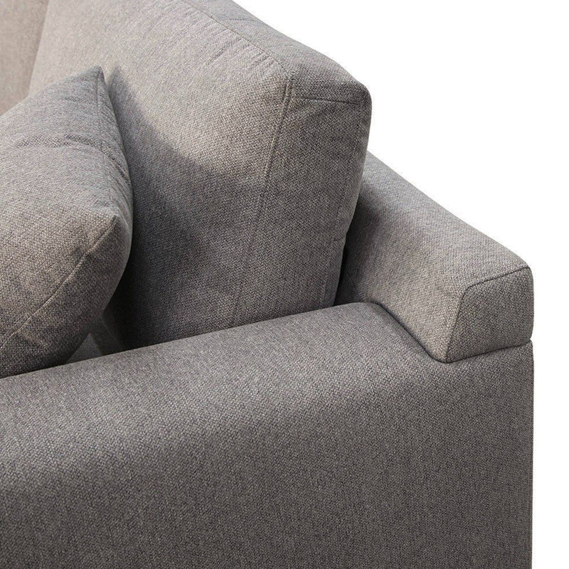 Canapé Reno Lorie 95 po, gris, 2 coussins, pieds à profil bas