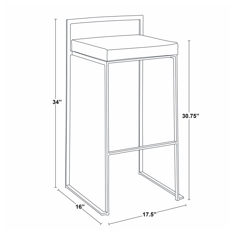 Tabouret de bar empilable en similicuir chameau l 17,5 po x P 16 po x H 34 po Fuji (ensemble de 2)