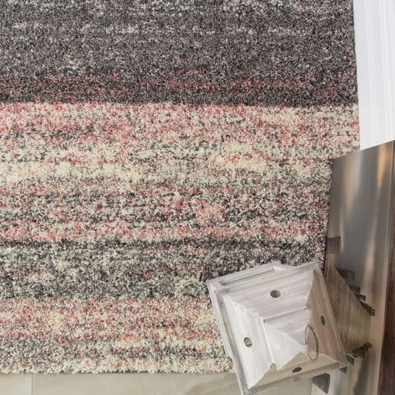 Abstract Machine Tufted Shag Area Rug, 120cm x 170cm, Pink