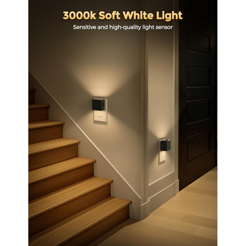 LED Night Lights Plug Into Wall [2 Pack], Plug In Nightlight, 3 Level Brightness Adjustable Night Light, Dusk To Dawn Sensor, Nightlights