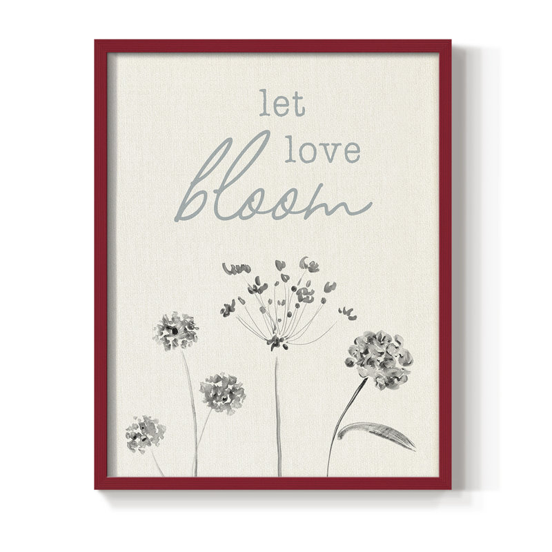 Let Love Bloom, reproduction encadrée - bois massif, Rouge, H 15 po x l 12 po