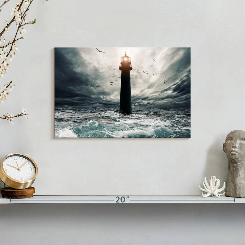 Lighthouse in the storm Aletra, H 8 po x l 12 po